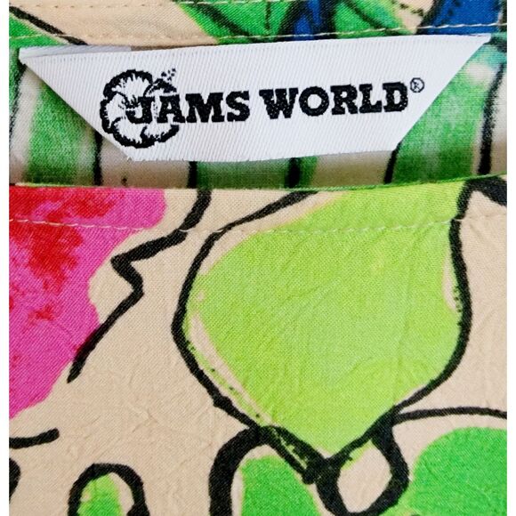 Jams World M Pullover Paradise Blouse Vintage Multicolor Floral Hawaii - Picture 3 of 7